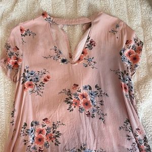 Fancy, floral, lightweight, and short sleeve blouse top